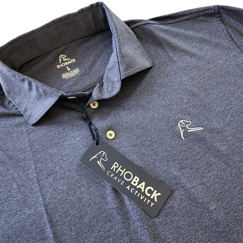 NWT Rhoback The Annapolis Long Sleeve Performance Polo Golf Shirt Blue Men Large